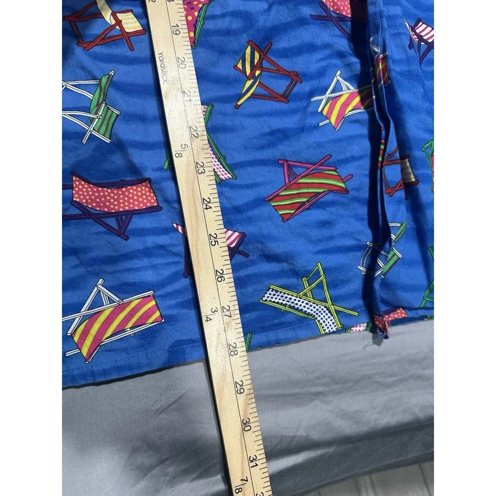 VTG Gottex Men's Blue Button Up Beach Chair Print L‎